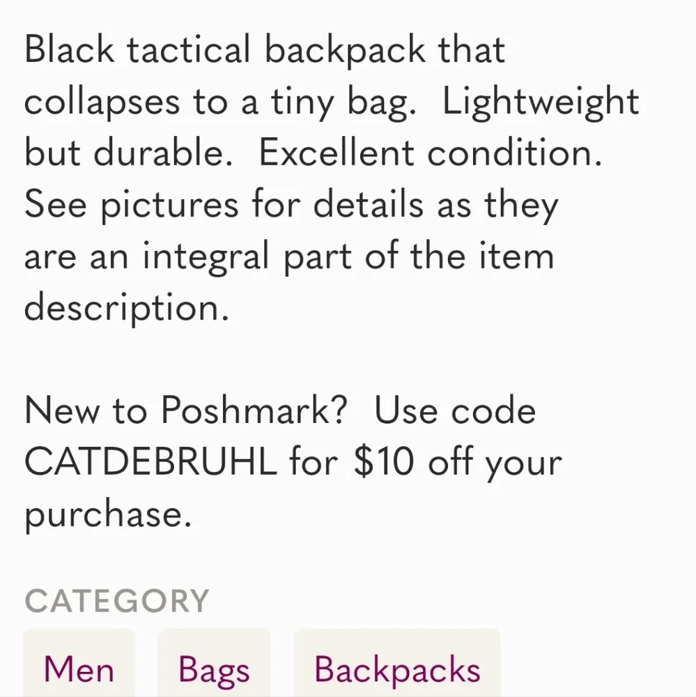 Rothco tactical backpack collapsible EUC